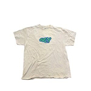 Obey Worldwide Mens XL Off White Graphic T-Shirt Short Sleeve Streetwear Cream